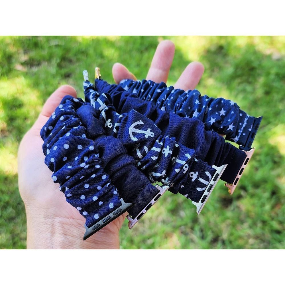 Navy Blue Scrunchies Watch Band for Apple Watch, Fitbit, Samsung, Garmin, Gizmo